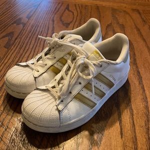 Adidas Superstar gold and white sz3 kids